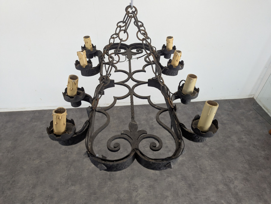 Lustre style Renaissance en fer forgé