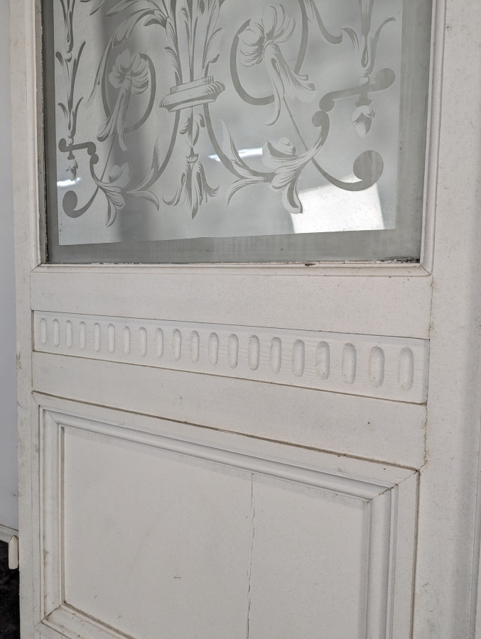 Série de 4 portes en verre gravé début XX ème