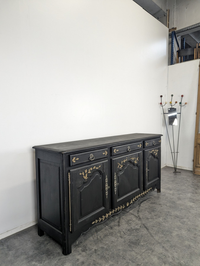 Enfilade rustique réchampie noir et or