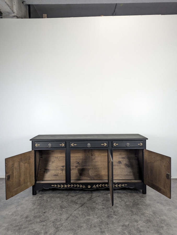 Enfilade rustique réchampie noir et or