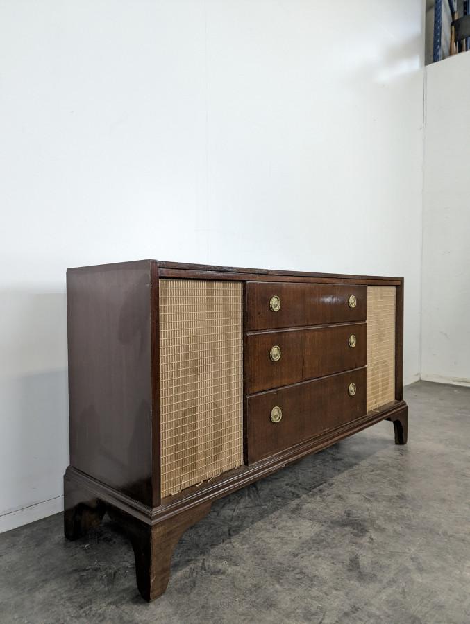 Meuble à Vinyles et Hi-Fi en acajou