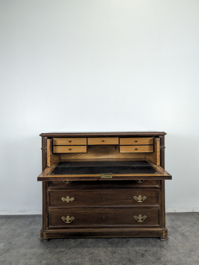 Commode secrétaire anglaise en acajou