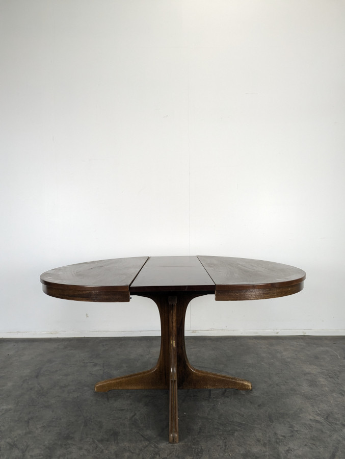 Table ronde en teck avec allonge