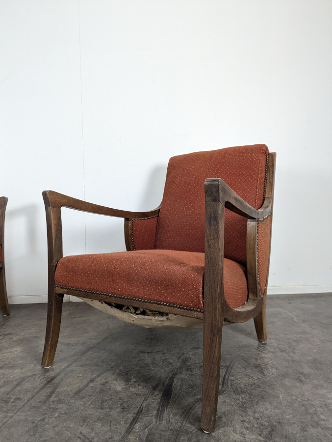 Paire de fauteuil Art Nouveau en noyer Maurice Alet La Ruche