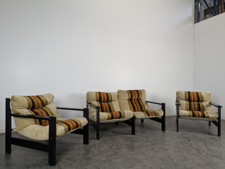 Ensemble canapé et 2 fauteuils scandinave