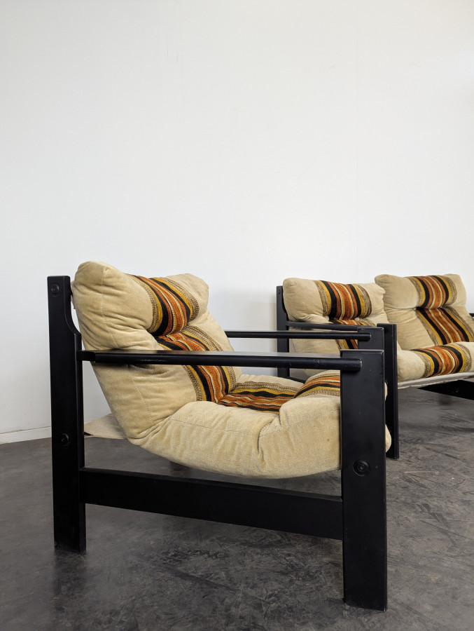Ensemble canapé et 2 fauteuils scandinave