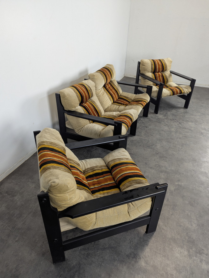 Ensemble canapé et 2 fauteuils scandinave