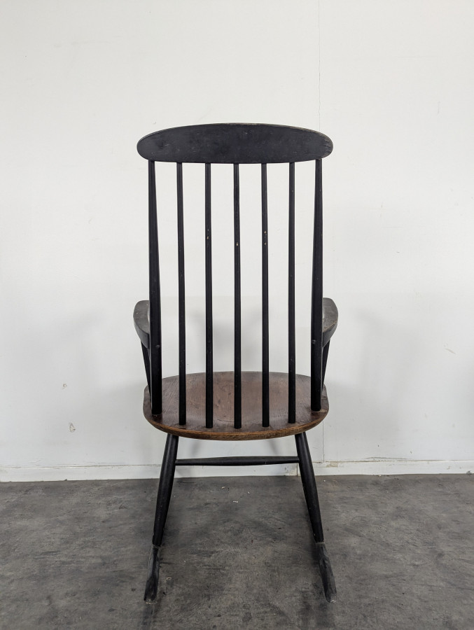 Fauteuil Rocking Chair en Teck Massif par Ilmari Tapiovara pour Asko