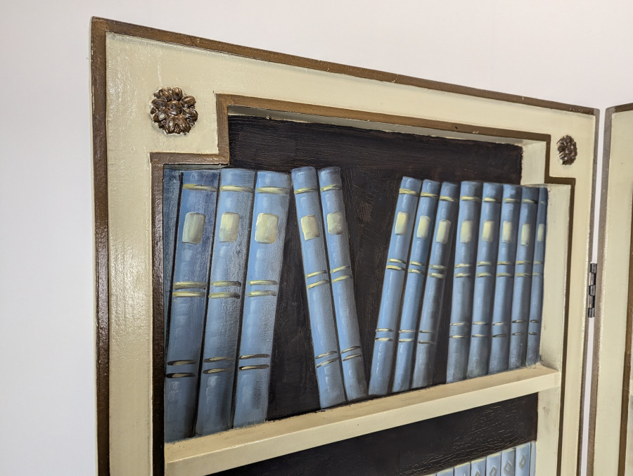 Paravent trompe l'oeil bibliothèque