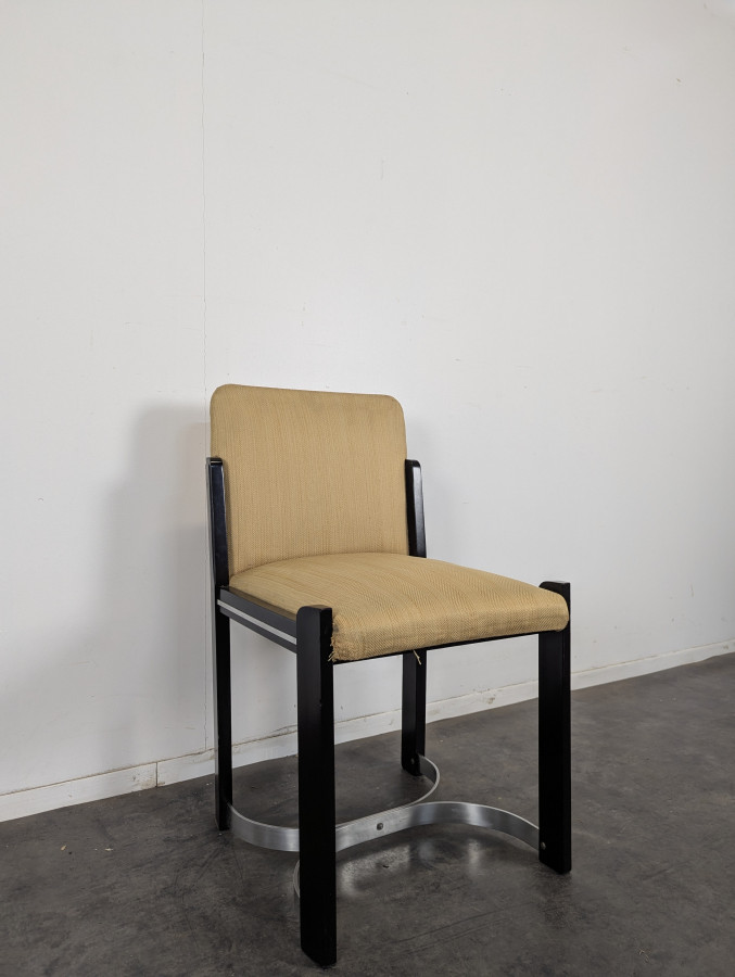 Série de 4 chaises bois et chrome design italien