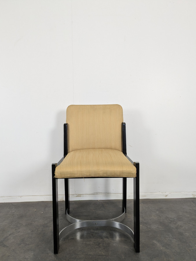 Série de 4 chaises bois et chrome design italien