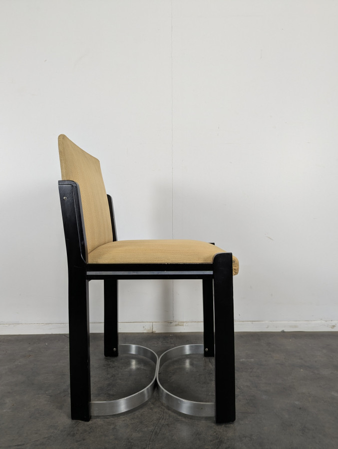 Série de 4 chaises bois et chrome design italien