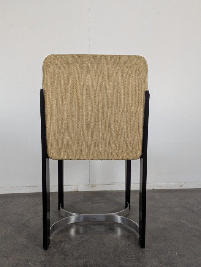 Série de 4 chaises bois et chrome design italien