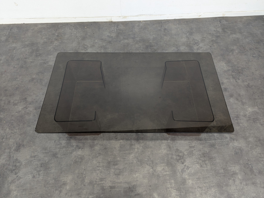 Table basse des années 60 verre et plexiglass