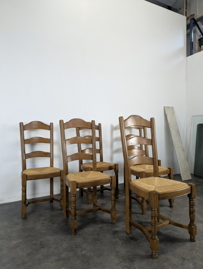 Série de 6 chaises paillées