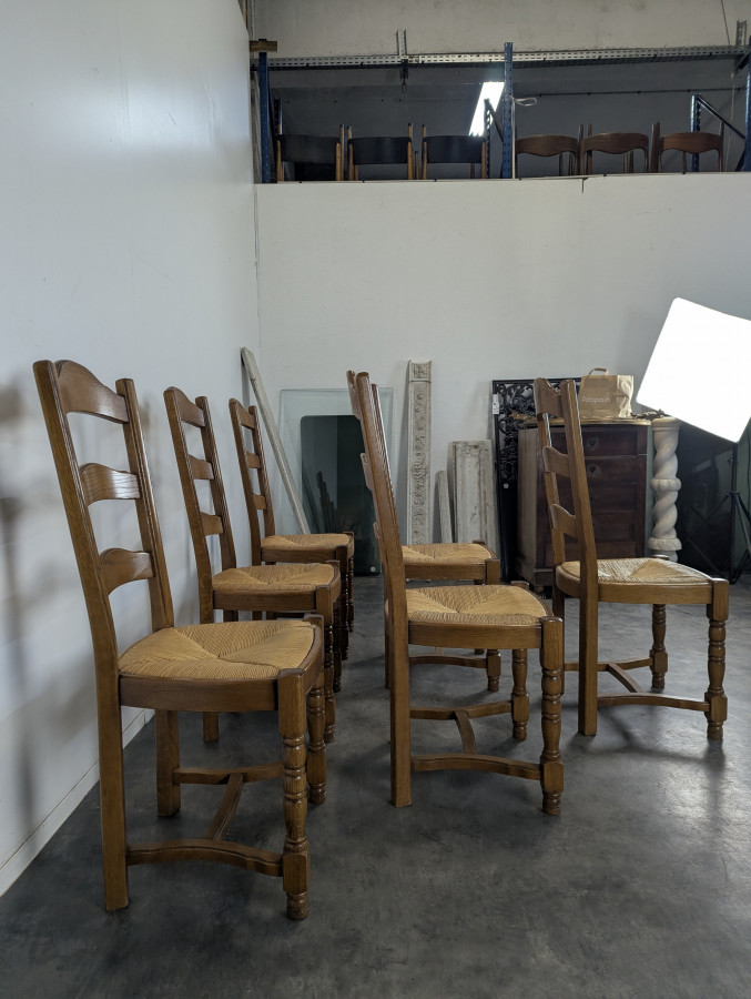 Série de 6 chaises paillées