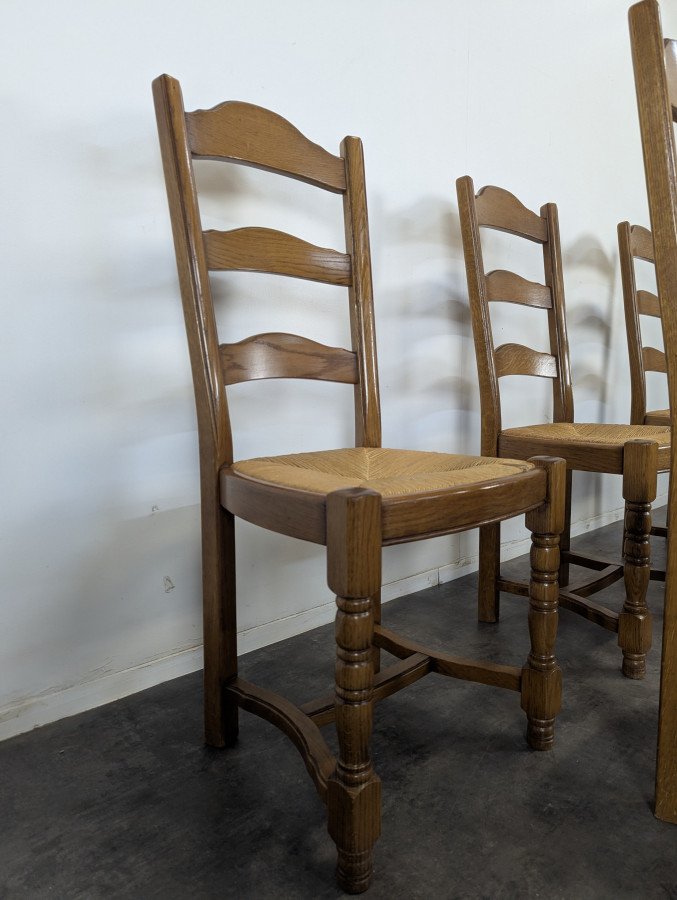 Série de 6 chaises paillées