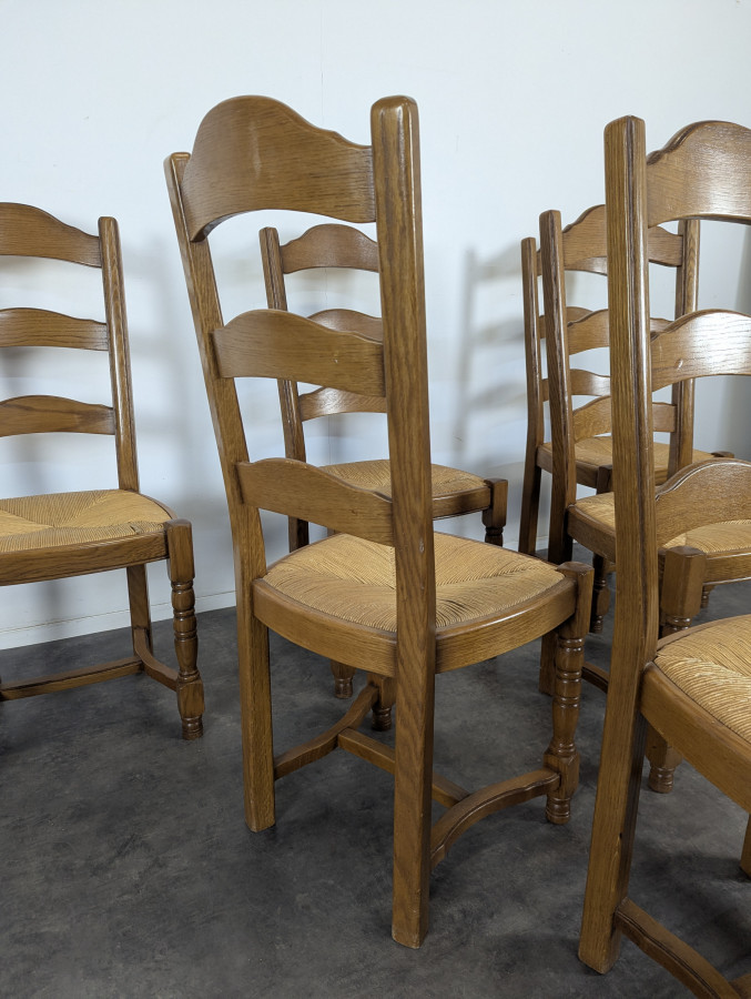 Série de 6 chaises paillées