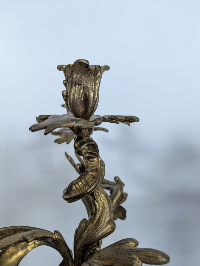 Paire de Bougeoirs ou Candélabres en Bronze doré