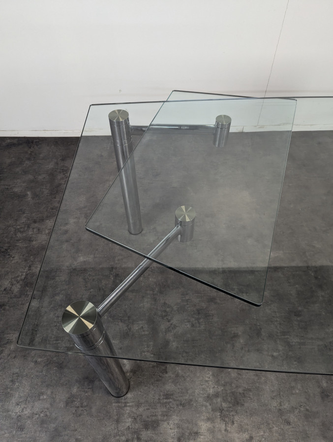 Table en verre et chrome extensible de Draenert Esstisch Casanova