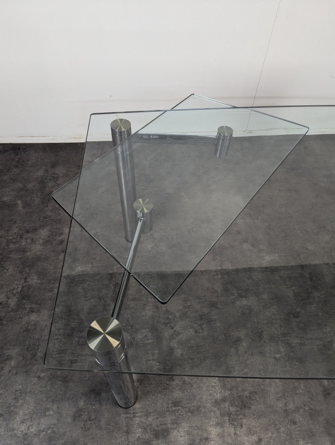 Table en verre et chrome extensible de Draenert Esstisch Casanova