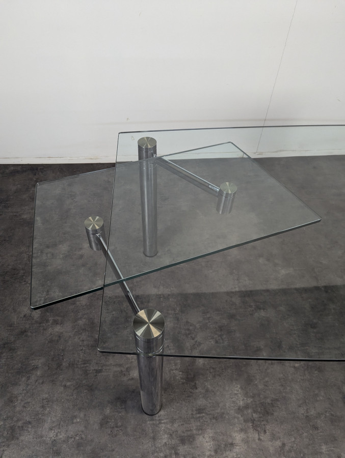 Table en verre et chrome extensible de Draenert Esstisch Casanova