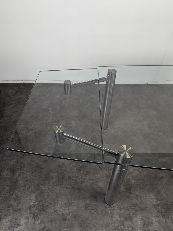 Table en verre et chrome extensible de Draenert Esstisch Casanova