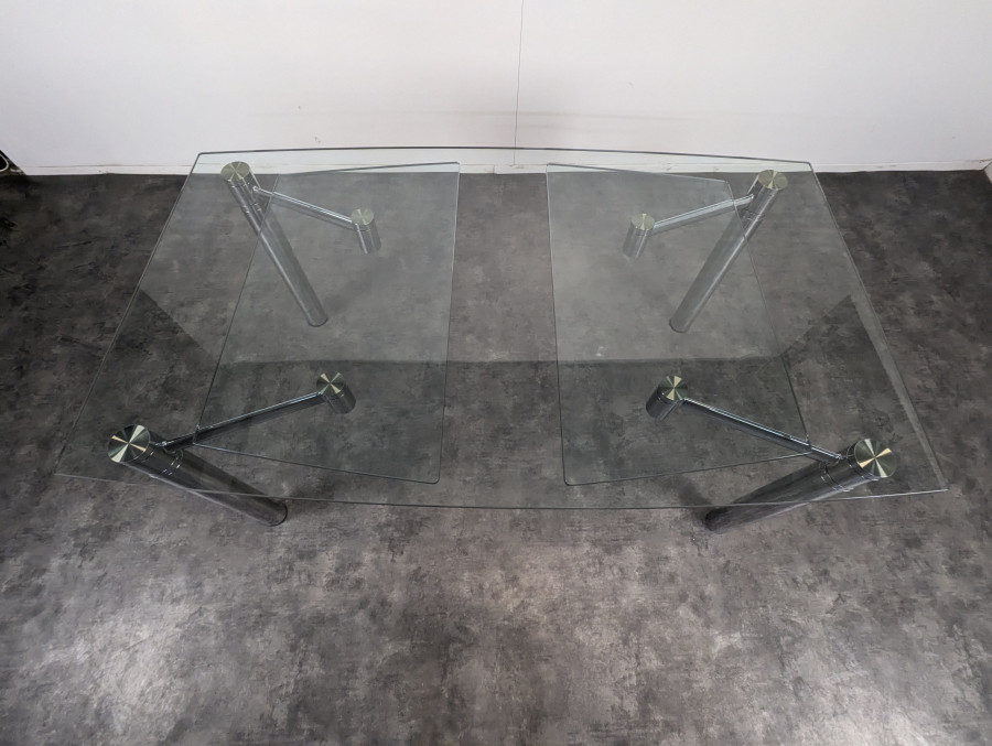 Table en verre et chrome extensible de Draenert Esstisch Casanova
