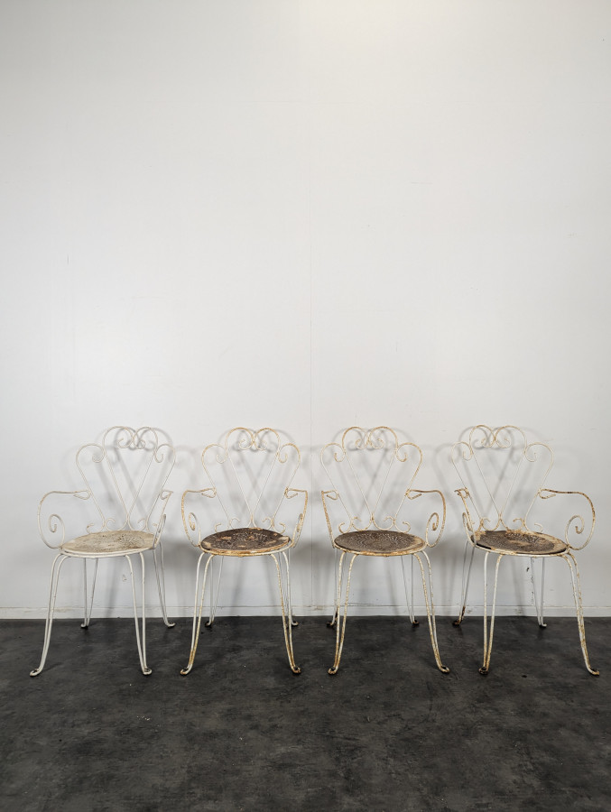 Série de 4 chaises en fer forgé