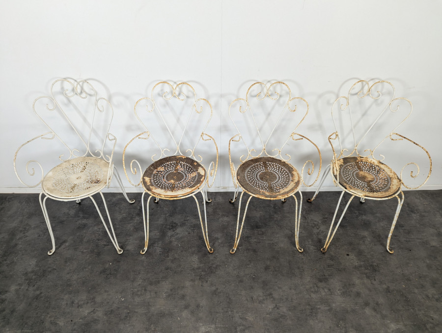 Série de 4 chaises en fer forgé