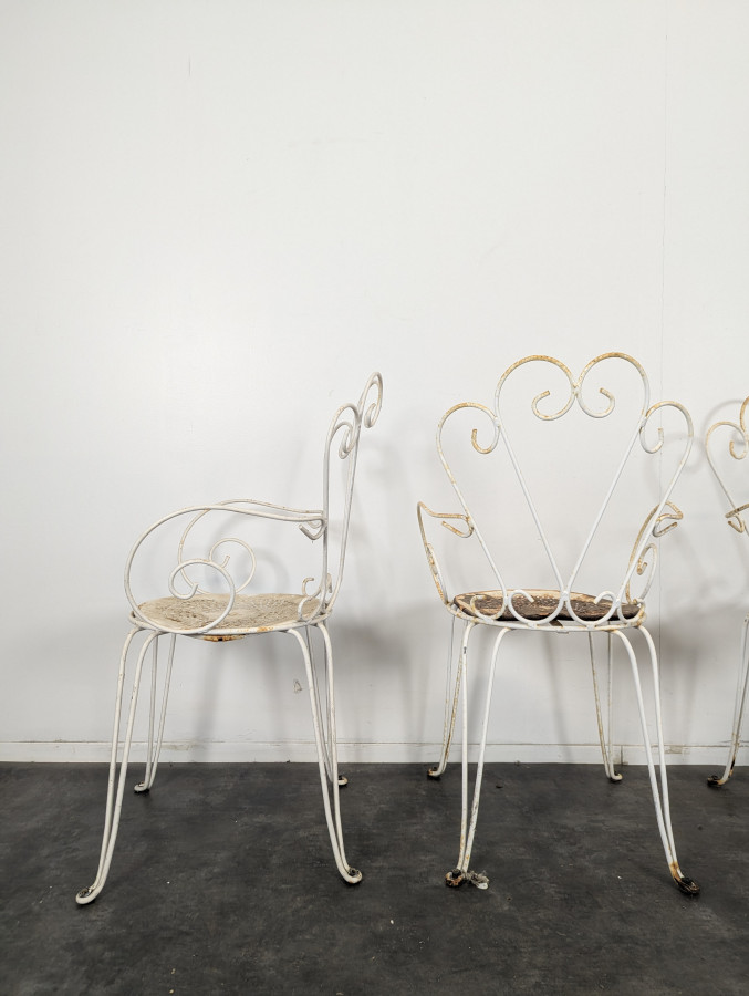 Série de 4 chaises en fer forgé