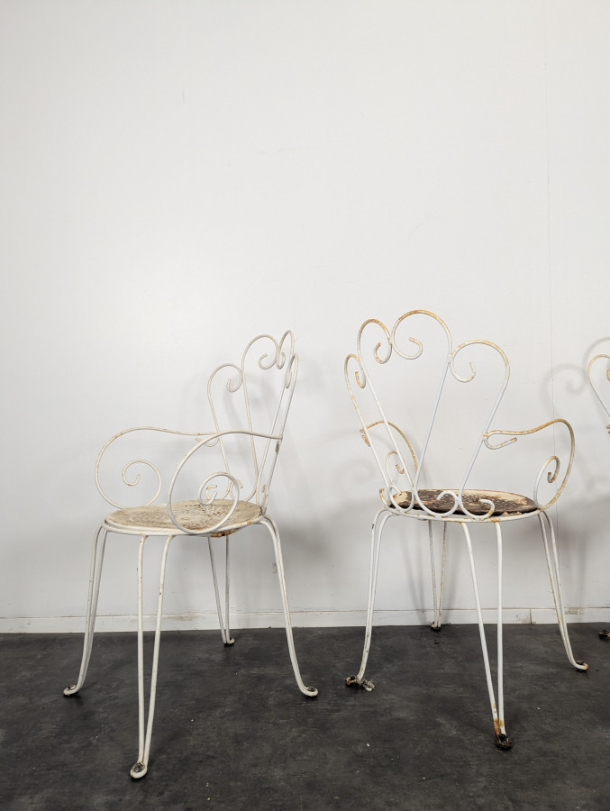 Série de 4 chaises en fer forgé