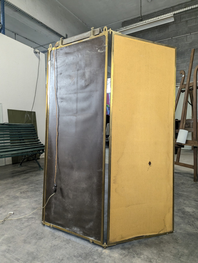 Miroir Brot triptyque en bronze nickelé début XX ème