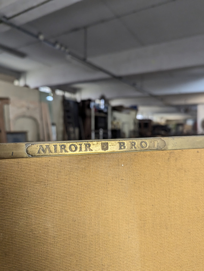Miroir Brot triptyque en bronze nickelé début XX ème