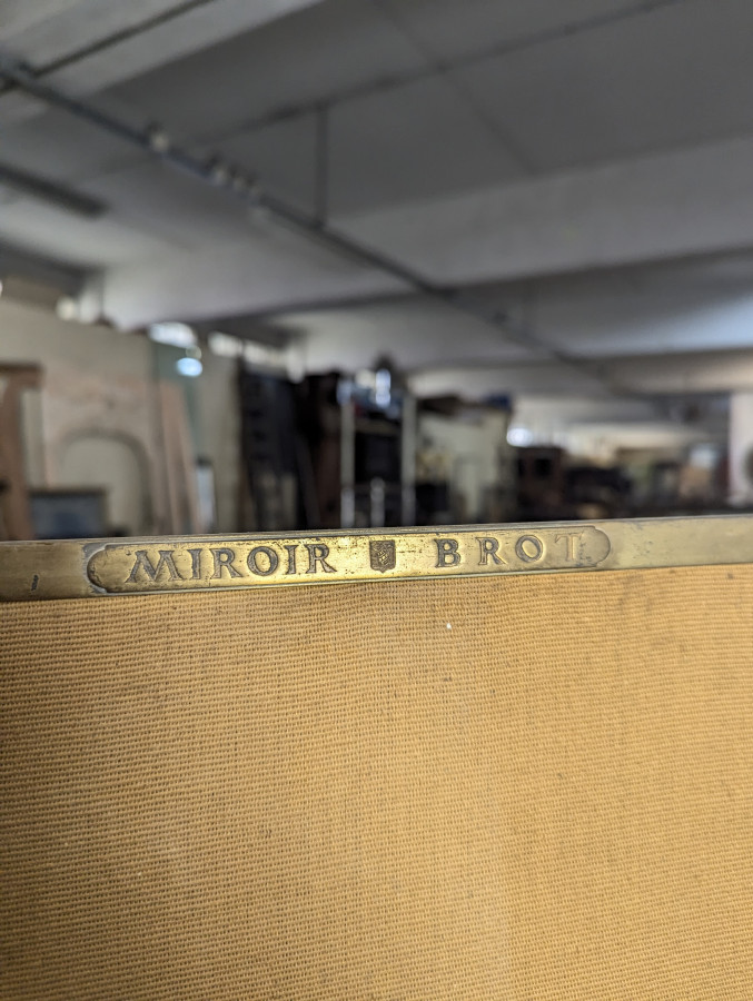 Miroir Brot triptyque en bronze nickelé début XX ème