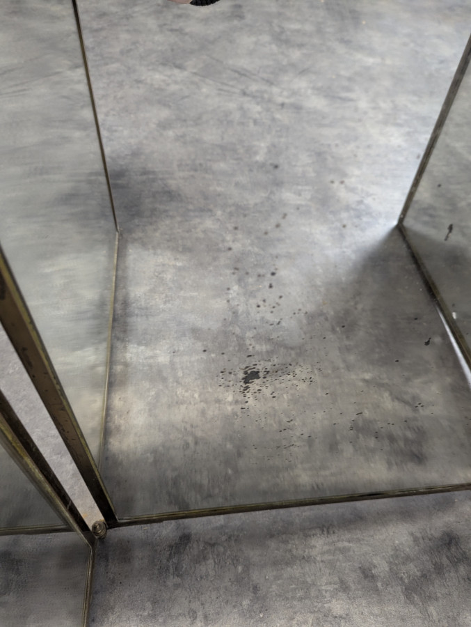 Miroir Brot triptyque en bronze nickelé début XX ème