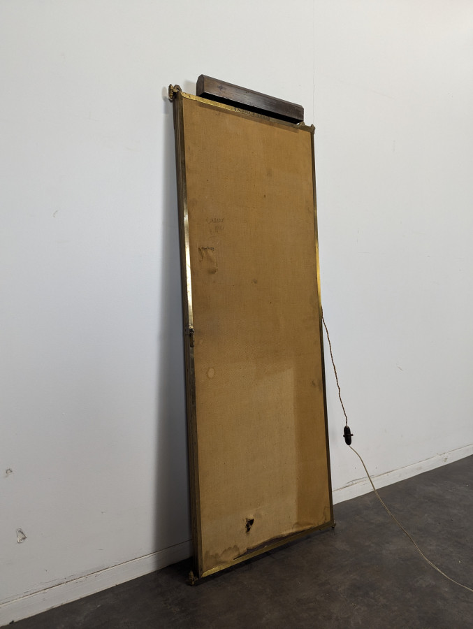 Miroir Brot triptyque en bronze nickelé début XX ème