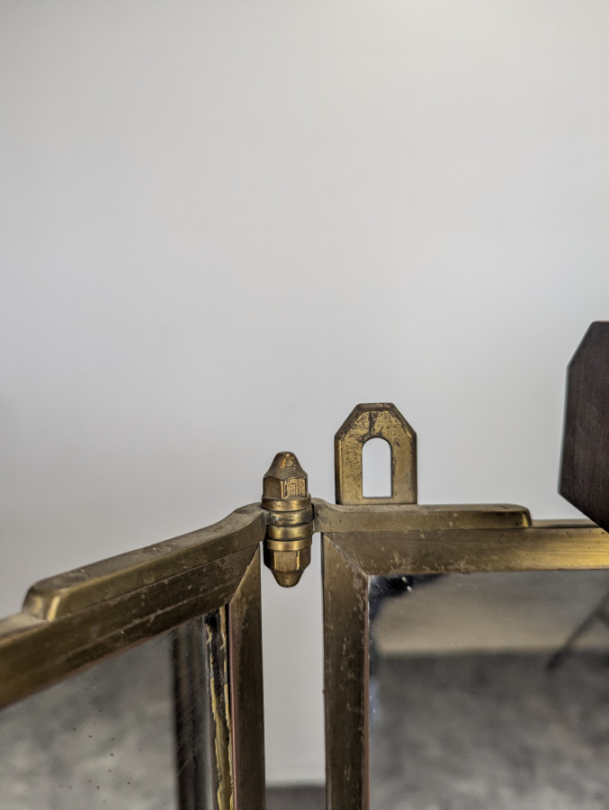 Miroir Brot triptyque en bronze nickelé début XX ème