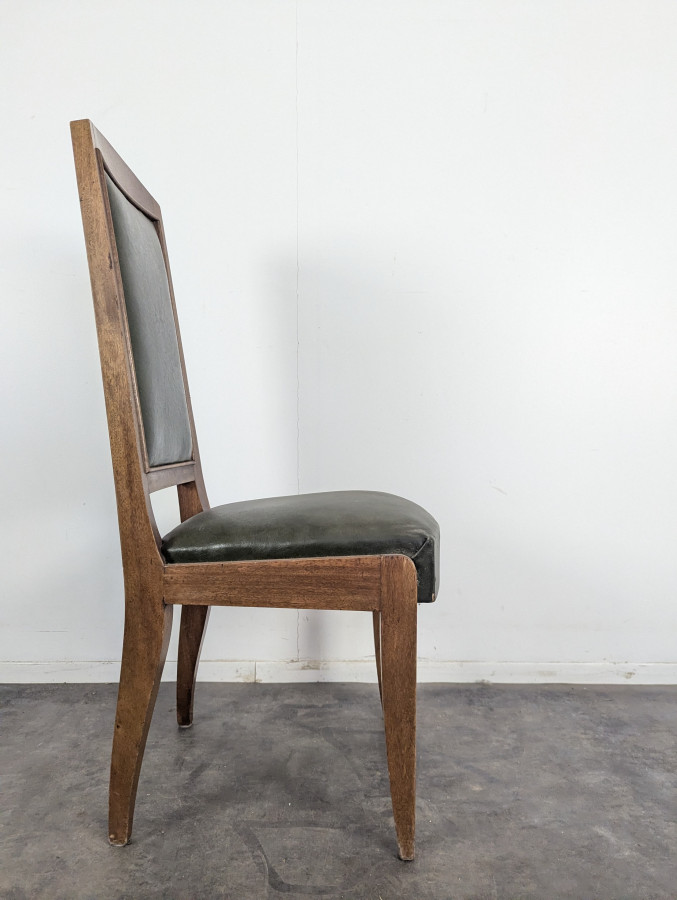Série de 8 chaises Art Déco DLG Gustave Poisson en Noyer