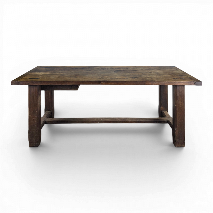 Table de ferme en chêne massif avec un tiroir