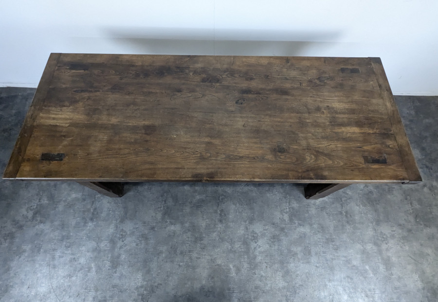 Table de ferme en chêne massif avec un tiroir