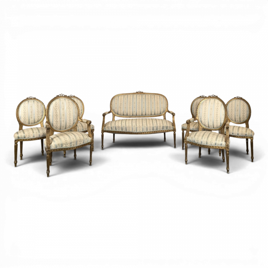 Salon de style Louis XVI époque 1900 en bois doré