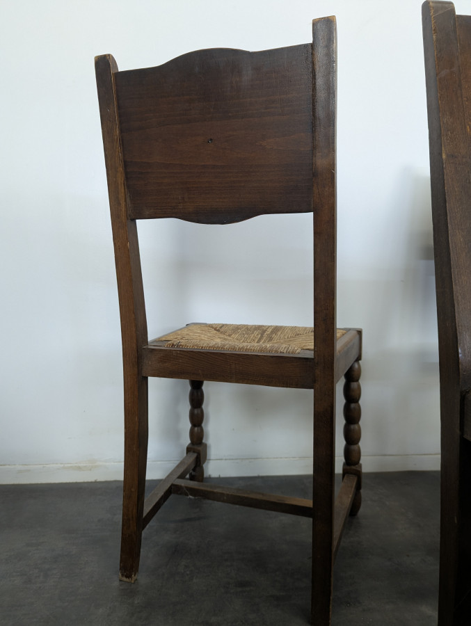 Série de 6 chaises brutalistes dans l'esprit de Dudouyt