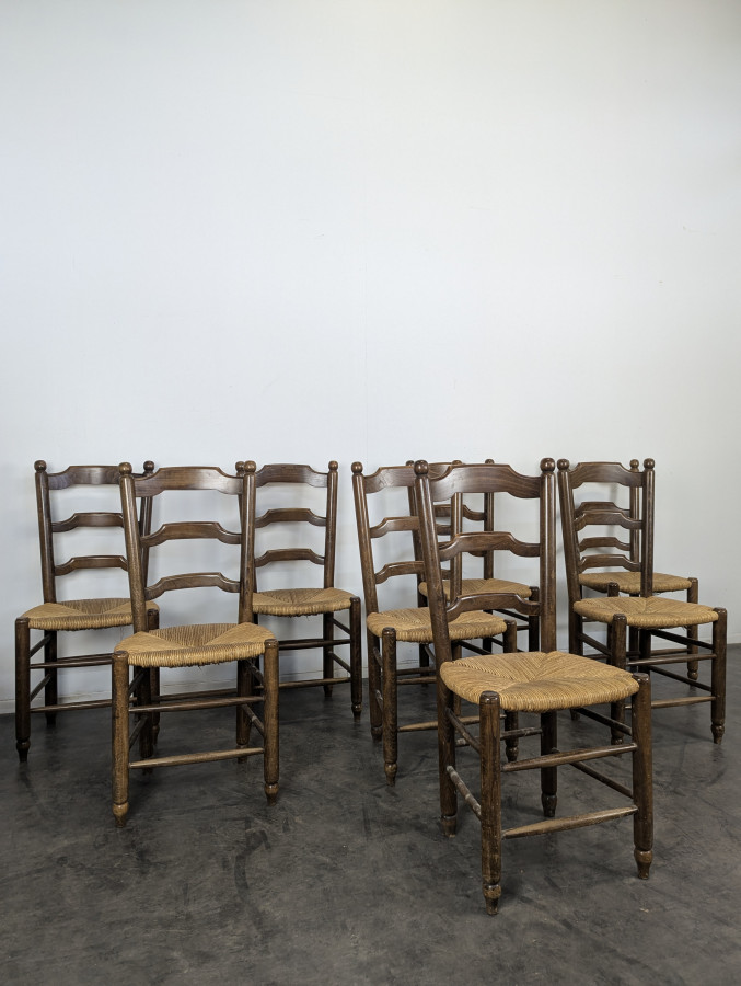 Séries de 8 chaises paillées