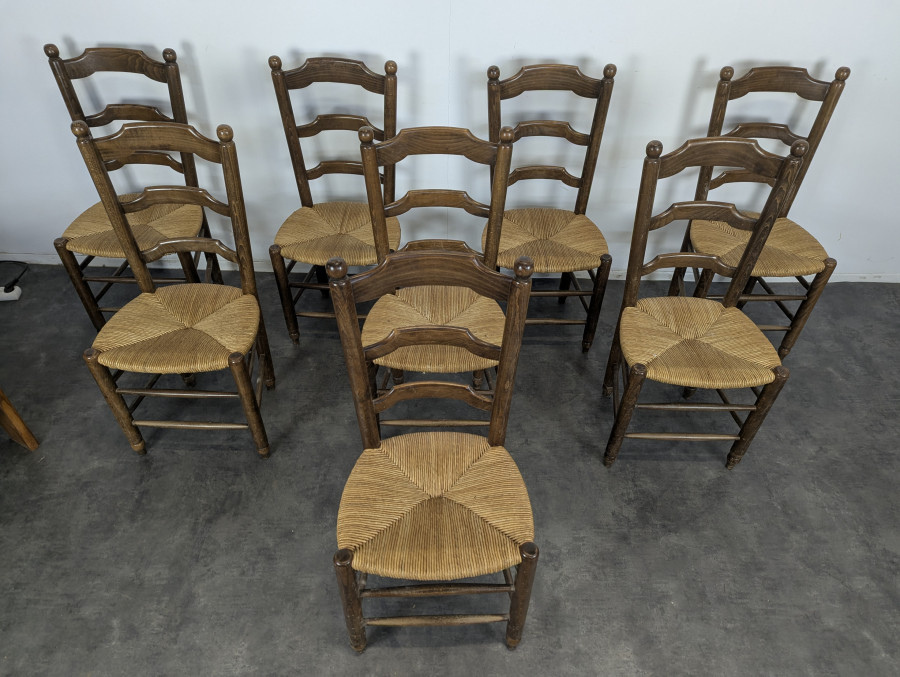 Séries de 8 chaises paillées