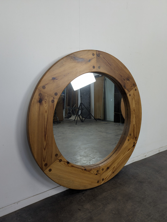 Miroir mural en pin par Uno Kristiansson, Suède, 1960