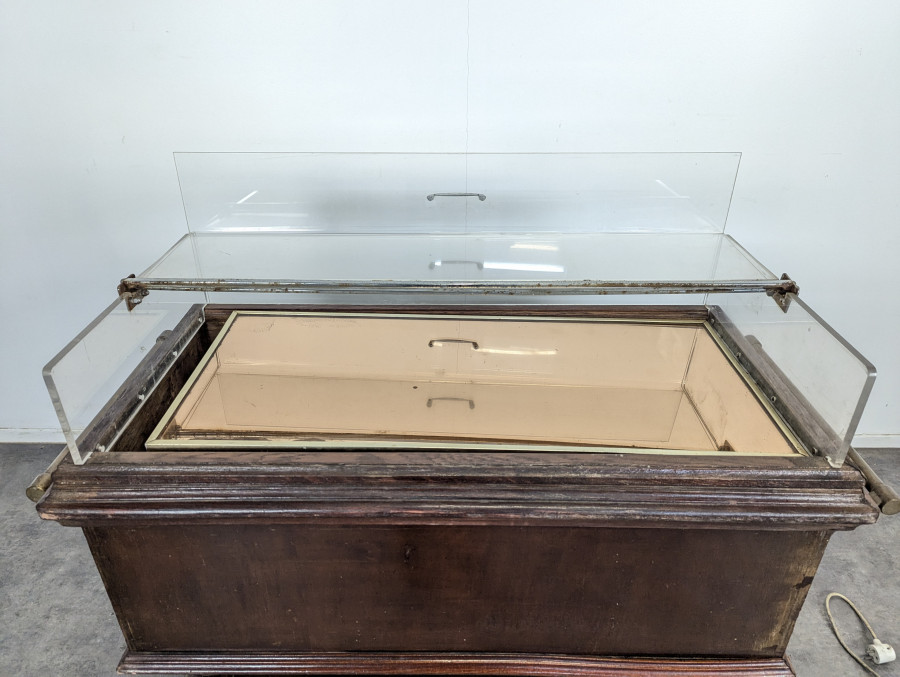 Charriot desserte à fromage bois et plexiglas