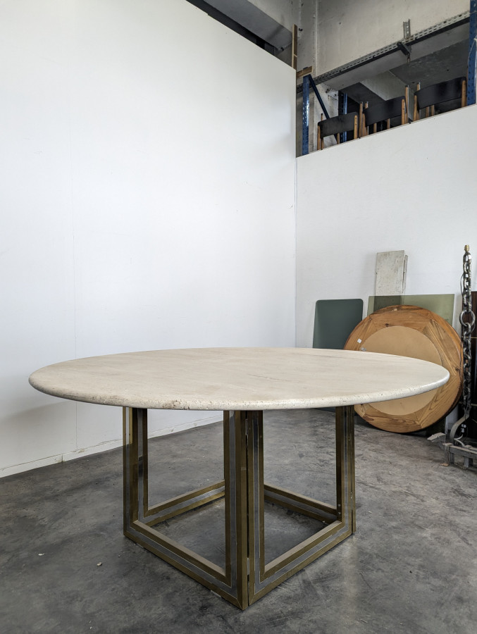 Table de salle à manger italienne plateau en travertin