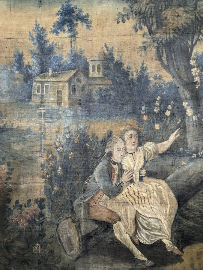 Grande Huile Sur Toile dans le goût Du XVIIIeme Siècle à décor de scène galantes