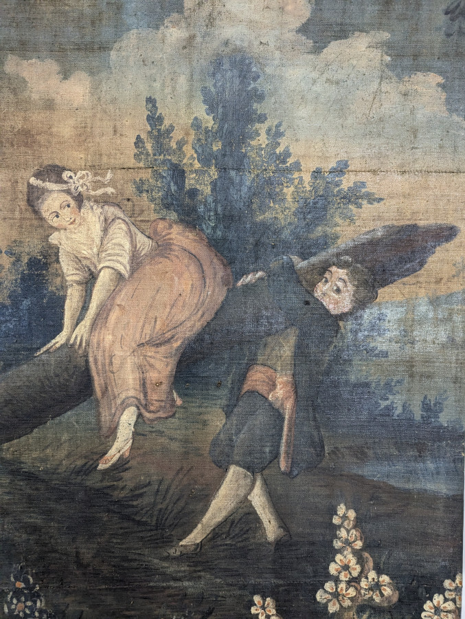Grande Huile Sur Toile dans le goût Du XVIIIeme Siècle à décor de scène galantes